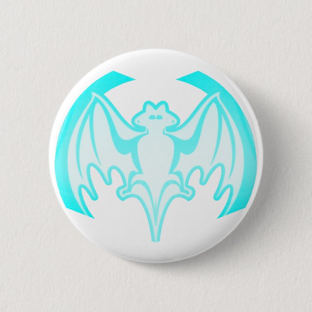 Bat Cyan Inv The MUSEUM Zazzle Gifts Button (Front)