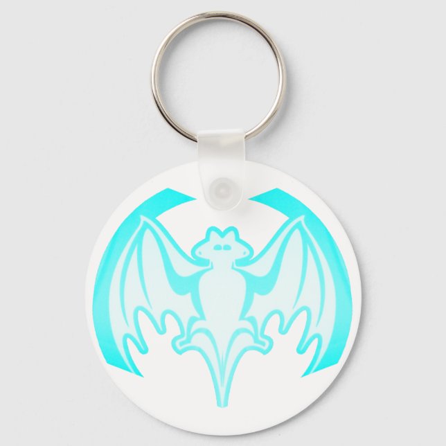 Bat Cyan Inv The MUSEUM Zazzle Gifts Keychain (Front)