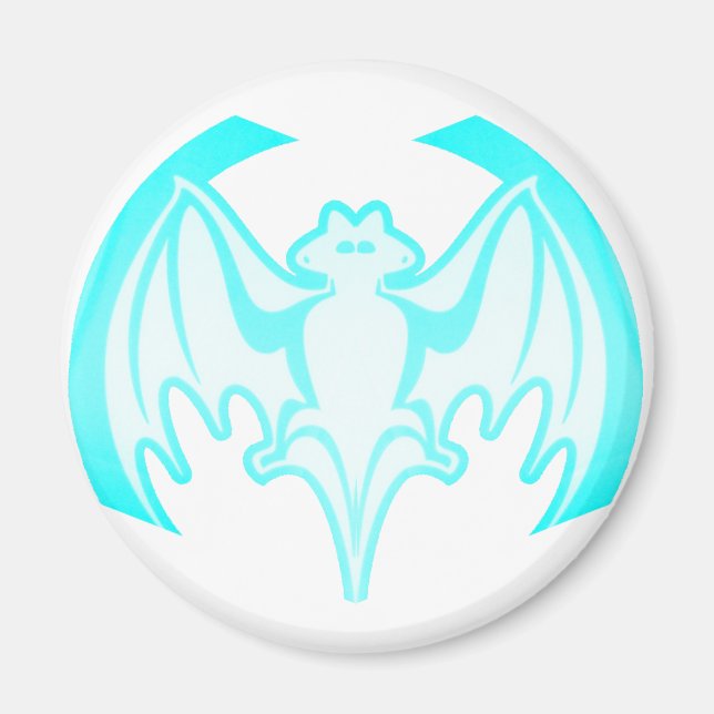 Bat Cyan Inv The MUSEUM Zazzle Gifts Magnet (Front)