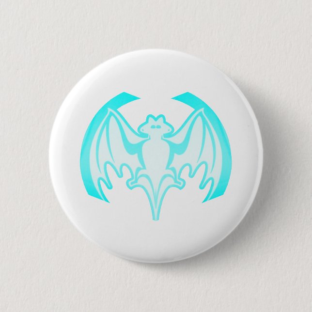Bat Cyan Inv The MUSEUM Zazzle Gifts Pinback Button (Front)
