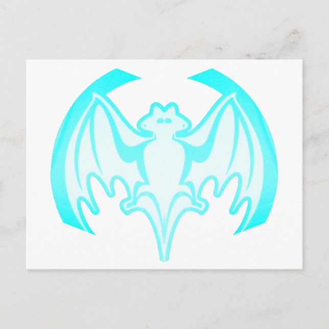 Bat Cyan Inv The MUSEUM Zazzle Gifts Postcard (Front)