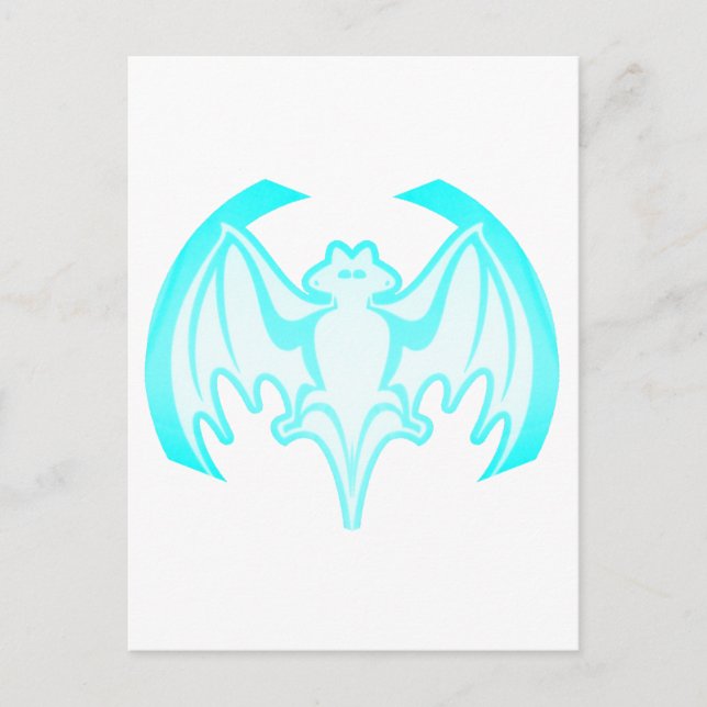 Bat Cyan Inv The MUSEUM Zazzle Gifts Postcard (Front)