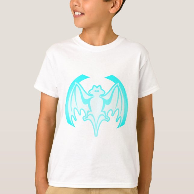 Bat Cyan Inv The MUSEUM Zazzle Gifts T-Shirt (Front)