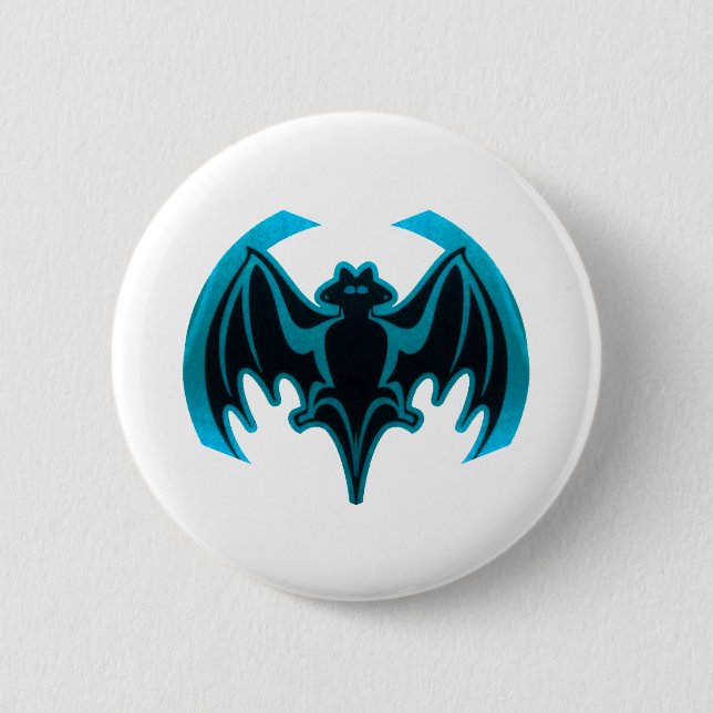 Bat Cyan The MUSEUM Zazzle Gifts Button (Front)