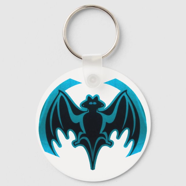 Bat Cyan The MUSEUM Zazzle Gifts Keychain (Front)