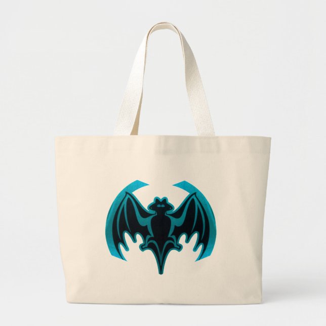 Bat Cyan The MUSEUM Zazzle Gifts Large Tote Bag (Front)