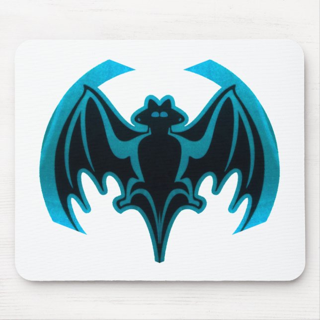 Bat Cyan The MUSEUM Zazzle Gifts Mouse Pad (Front)
