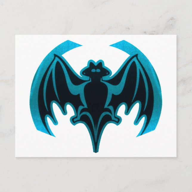 Bat Cyan The MUSEUM Zazzle Gifts Postcard (Front)