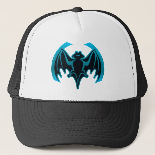Bat Cyan The MUSEUM Zazzle Gifts Trucker Hat (Front)