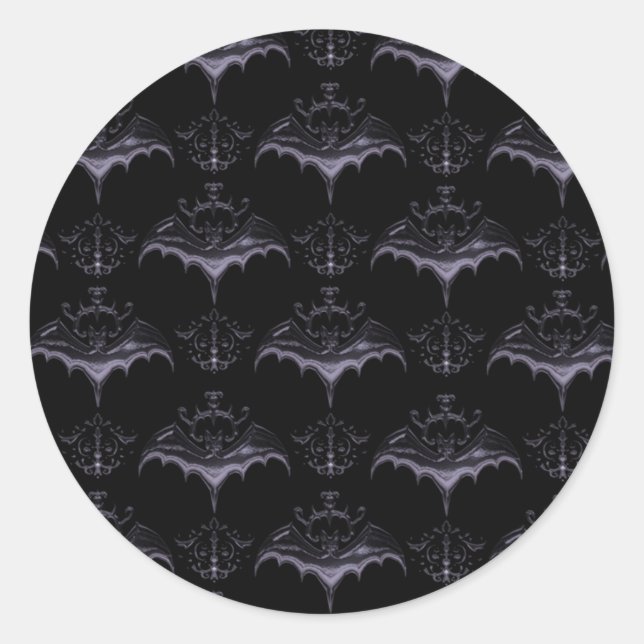 Bat Damask Stickers - Pale French Lilac (Front)
