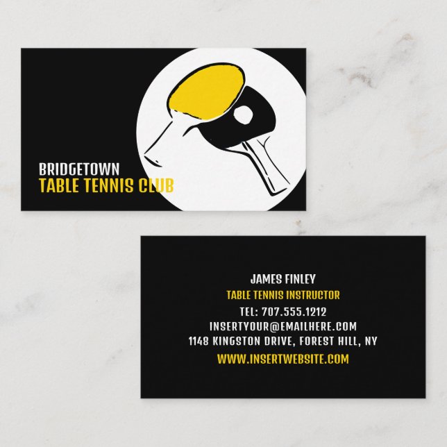 Bat Design, Table Tennis Club, Instructor Business Card (Front/Back)