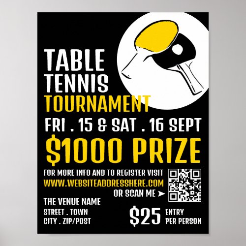 Bat Design Table Tennis Tournament Advertising Poster
