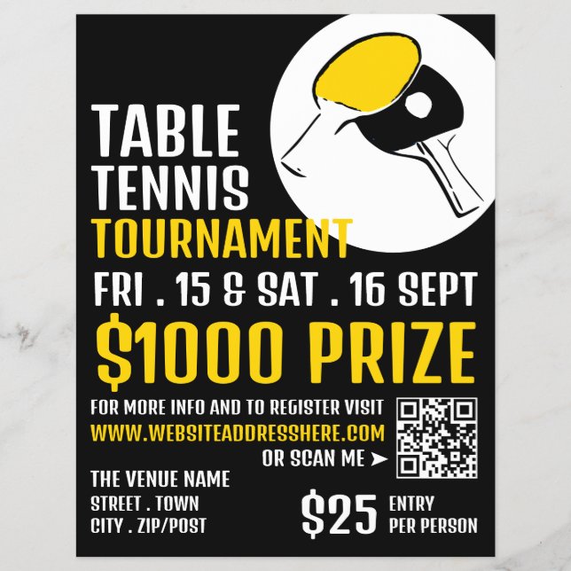 Bat Design, Table Tennis Tournament Flyer (Front)