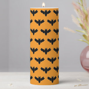 Bat Drawing Halloween Pillar Candle