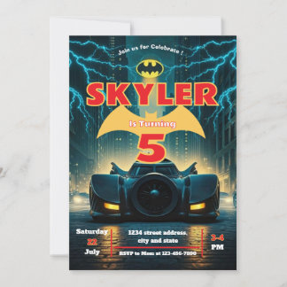 Bat Editable Invitation, Superhero Birthday Invite