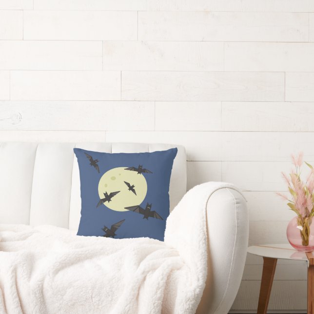 Bat flying in the moon throw pillow (Couch)
