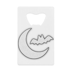 Bat flying on the moon, Witchy Cute Bat Credit Card Bottle Opener