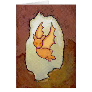 Bat for Tomorrow - flying brown bat painting art Cards