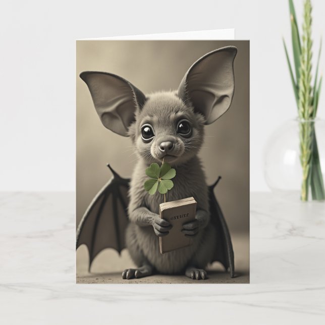 Bat Fox Puppy Clover Book Card (Front)