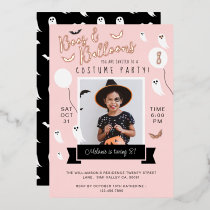 Bat & Ghost Halloween Costume Birthday Party Photo Foil Invitation