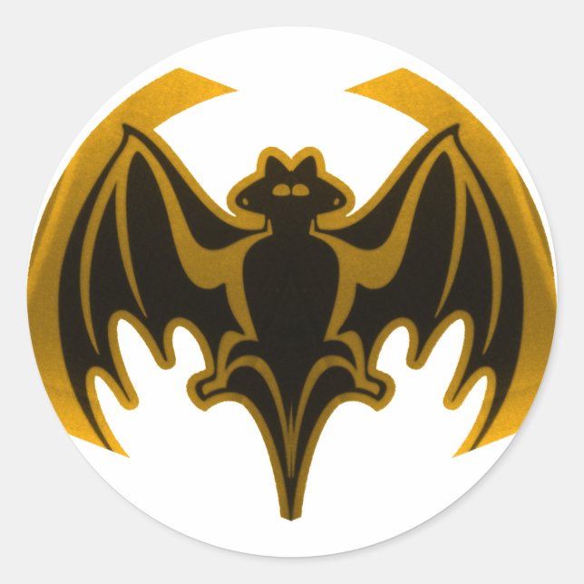 Bat Gold The MUSEUM Zazzle Gifts Classic Round Sticker (Front)