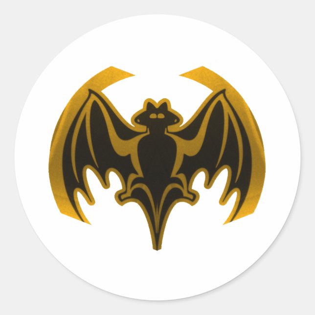Bat Gold The MUSEUM Zazzle Gifts Classic Round Sticker (Front)