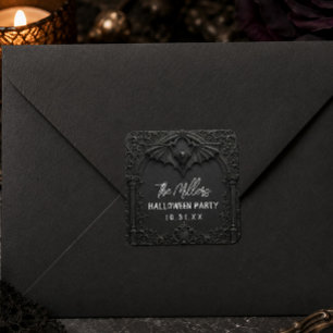 Bat Gothic Black Halloween Party Custom Square Sticker