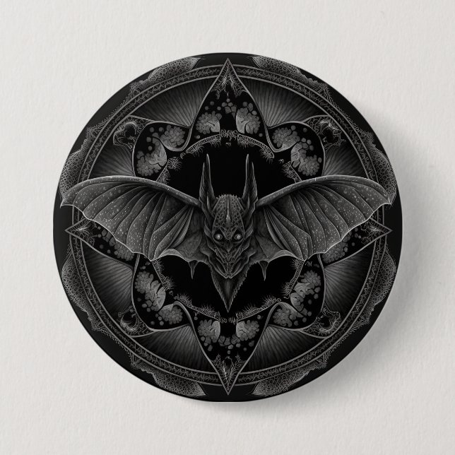 Bat Gothic Dark, Ai Generated Design Button (Front)