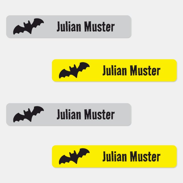 bat - gray yellow | 96 narrow kids' labels (Group)