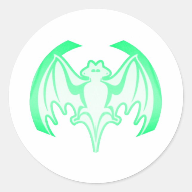 Bat Green Inv The MUSEUM Zazzle Gifts Classic Round Sticker (Front)