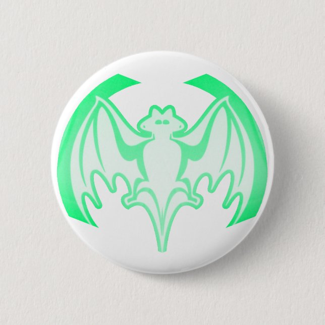 Bat Green Inv The MUSEUM Zazzle Gifts Pinback Button (Front)