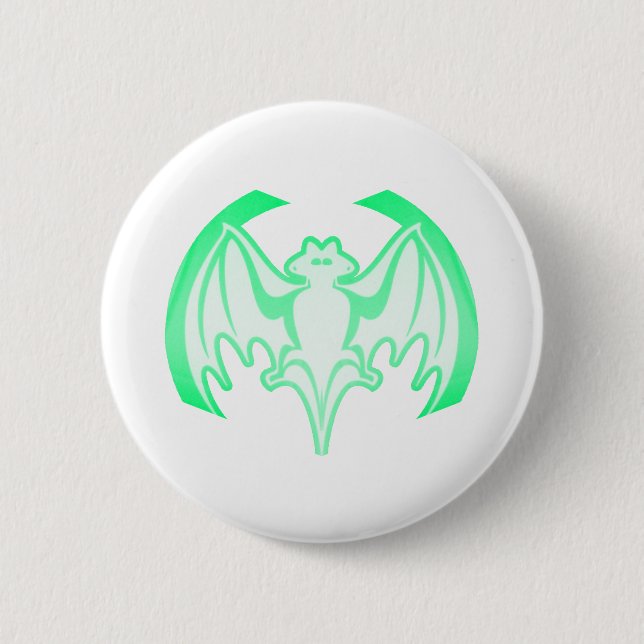 Bat Green Inv The MUSEUM Zazzle Gifts Pinback Button (Front)