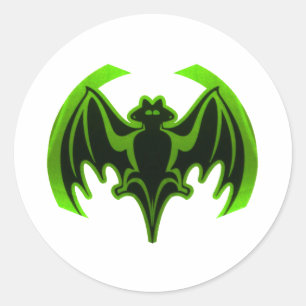 Bat Green MUSEUM Zazzle Gifts Classic Round Sticker