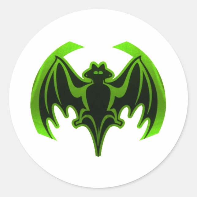 Bat Green MUSEUM Zazzle Gifts Classic Round Sticker (Front)