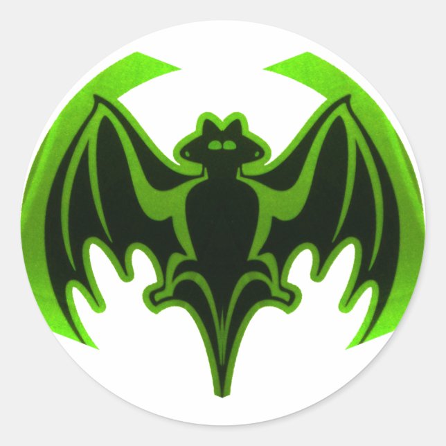 Bat Green MUSEUM Zazzle Gifts Classic Round Sticker (Front)