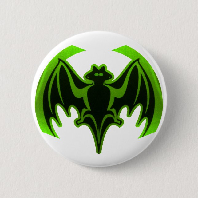 Bat Green MUSEUM Zazzle Gifts Pinback Button (Front)