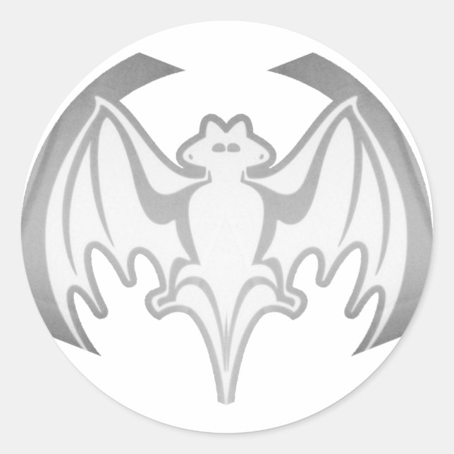 Bat Grey Inv The MUSEUM Zazzle Gifts Classic Round Sticker (Front)