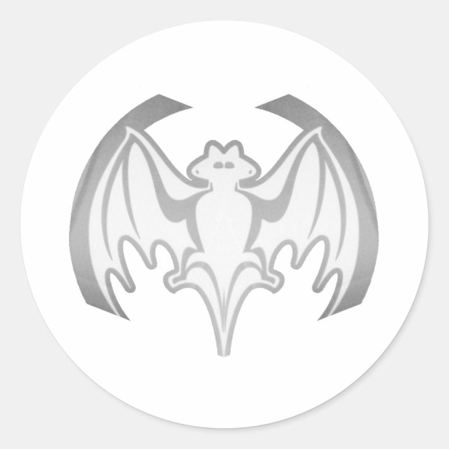 Bat Grey Inv The MUSEUM Zazzle Gifts Classic Round Sticker (Front)