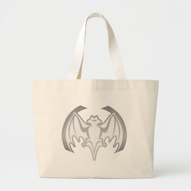 Bat Grey Inv The MUSEUM Zazzle Gifts Large Tote Bag (Front)