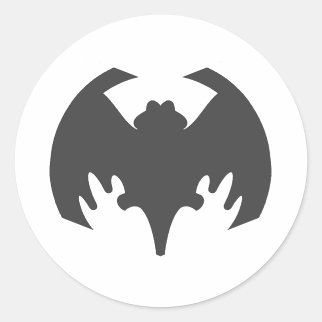 Bat Grey The MUSEUM Zazzle Gifts Classic Round Sticker (Front)