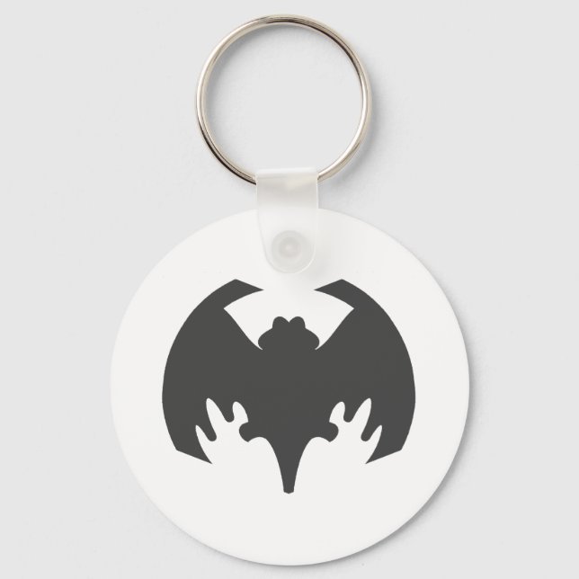 Bat Grey The MUSEUM Zazzle Gifts Keychain (Front)