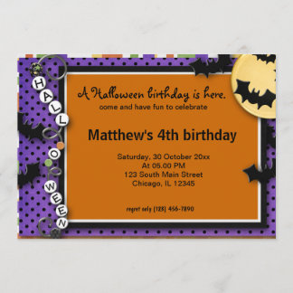 Bat Halloween Birthday Invitation