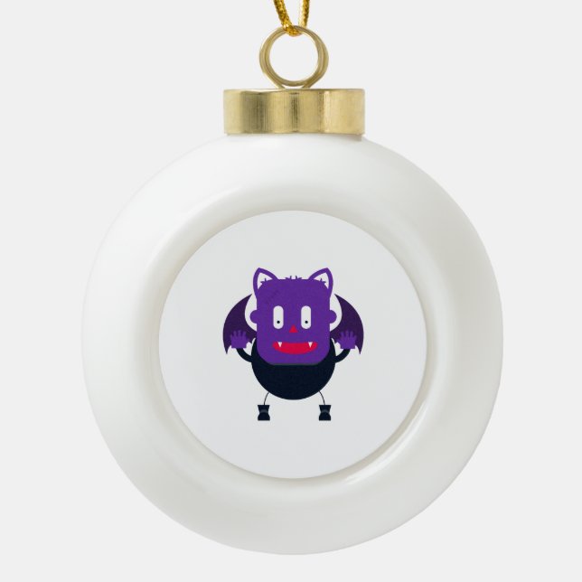 Bat halloween         ceramic ball christmas ornament (Front)