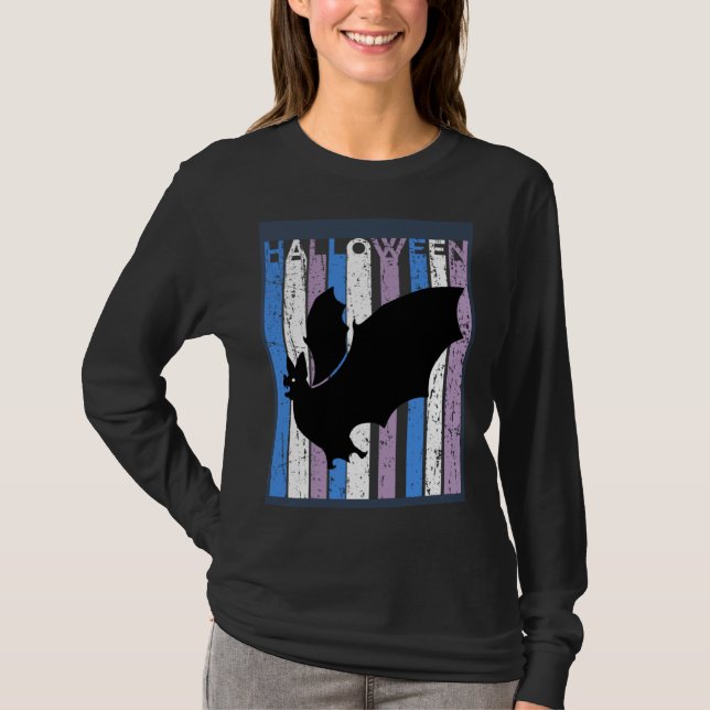 Bat Halloween Costume Girls womens Kids Blue Purpl T-Shirt (Front)