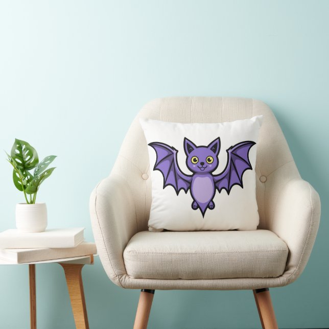 Bat - Halloween creature Throw Pillow (Chair)