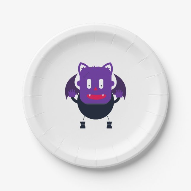 Bat halloween         paper plates (Front)