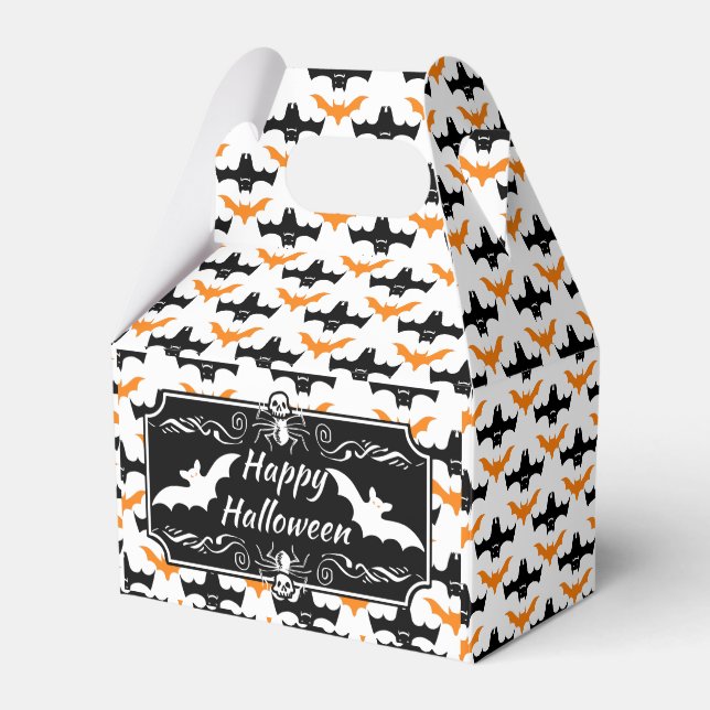 Bat Halloween Pattern Favor Boxes (Front Side)