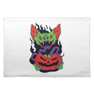Bat Halloween - Scary Vampire Halloween Pumpkin Cloth Placemat