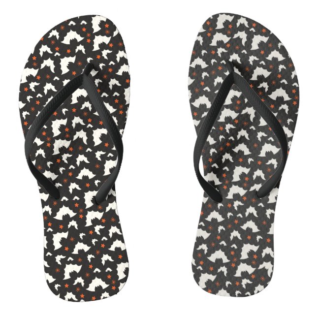 Bat Halloween Seamless Pattern Flip Flops (Footbed)