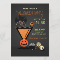 Bat in a Cocktail Halloween Party Invitation